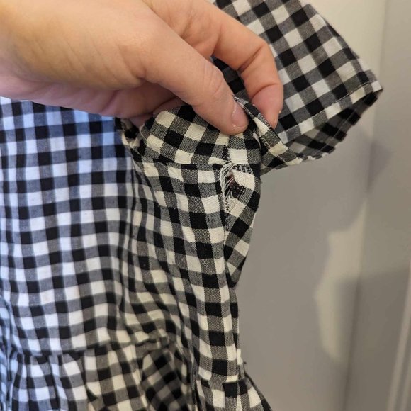 ⚡ Cotton-Blend Gingham Blouse with Wooden Buttons *flaw* Picnic Cottagecore Vibe - Picture 5 of 6